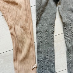 キッズレギンス 2点セット ベージュ グレー　100.110サイズの画像