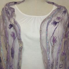 ストール　パープル×花④の画像