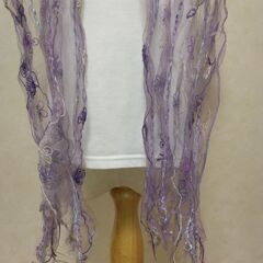 ストール　パープル×花④の画像
