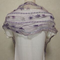 ストール　パープル×花④の画像