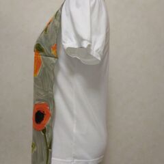 ストール　グリーン×花②の画像