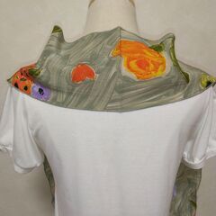 ストール　グリーン×花②の画像