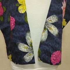 ストール　ネイビー×花②の画像