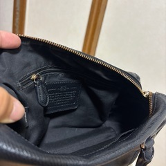 COACH 黒 レザー ショルダーバッグ　2way2way　の画像