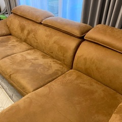 リクライニング付きL字ソファーの画像