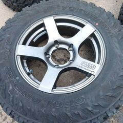 《2シーズン使用》ジムニー MTタイヤホイールセット  モーターファームアルミ 6.50r16 ジオランダー G003 MT 札幌の画像