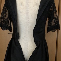 レース&サテン　パーティーロングドレスの画像