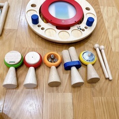 楽器　おもちゃセット　太鼓　木琴　鈴　チャイム　ダブルギロ　ハンドシンバル　マラカス　の画像
