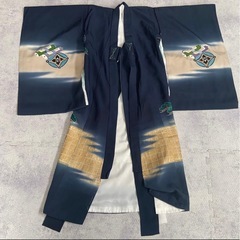 お宮参り　男の子　掛け着　熨斗目　産着　鷹　紺色　青の画像