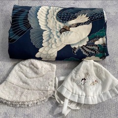 お宮参り　男の子　掛け着　熨斗目　産着　鷹　紺色　青の画像