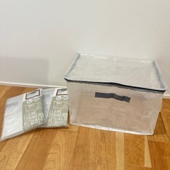 ハンガーラック下　蓋つき収納ケース2点・収納ボックス3点の画像