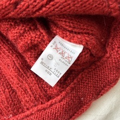 ワールド ケーブルニット カーディガン 赤　サイズ100の画像