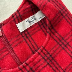 トラサルディ 赤チェック柄ワンピース 100cm クリスマスにも！の画像