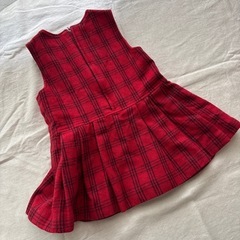 トラサルディ 赤チェック柄ワンピース 100cm クリスマスにも！の画像