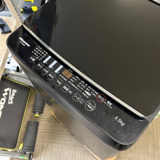 【超美品‼️】ハイセンス 2022年製 5.5kg全自動洗濯機 エディオンモデル 高級ガラストップ マットブラック♪