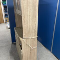 【美品】Walsh 食器棚 ベージュ系 多収納 お洒落 二分割可能 早い者勝ち 引取歓迎 配送OKの画像