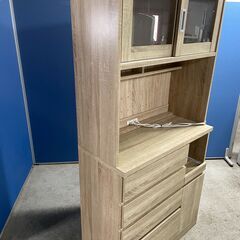 【美品】Walsh 食器棚 ベージュ系 多収納 お洒落 二分割可能 早い者勝ち 引取歓迎 配送OKの画像