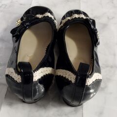 上品 お洒落シューズ 20cm 女の子 発表会 ブラックフォーマル リボン付きの画像