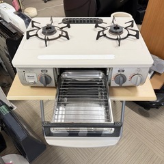 【お買い得‼️】リンナイ 2017年製 LP(プロパン)ガス用 ガステーブル 左強火/水無し片面焼きグリル ピュアライトグレー♪の画像