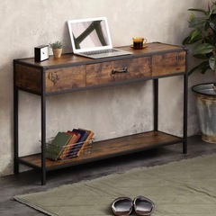 インダストリアル　クルトデスク 幅120cm テーブル スチール インダストリー　ヴィンテージ調 引き出し 机 つくえ ラック ブラウンの画像