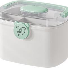 ❤️大容量❤️大きいサイズ くすり箱 薬箱 グリーン シンプル ツールボックスの画像