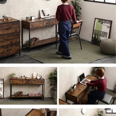 インダストリアル　クルトデスク 幅120cm テーブル スチール インダストリー　ヴィンテージ調 引き出し 机 つくえ ラック ブラウンの画像