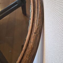 センターテーブル　ラタン　ガラス天板　籐　円卓　直径98cm　高さ55cmの画像