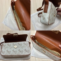 ミニバッグ ポーチ 馬車柄 セミショルダー PUレザー ホワイト系の画像