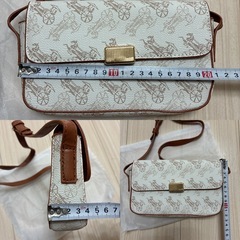 ミニバッグ ポーチ 馬車柄 セミショルダー PUレザー ホワイト系の画像