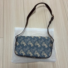 ミニバッグ ポーチ セミショルダー 馬車柄 PUレザー ブルー系の画像
