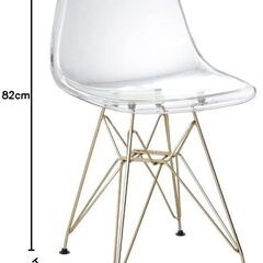 イームズチェア クリア 透明 クリアチェア シェルチェア ゴールド ゴールド スチール脚 おしゃれ リプロダクト デザイナーズチェア 椅子 ダイニングチェアの画像