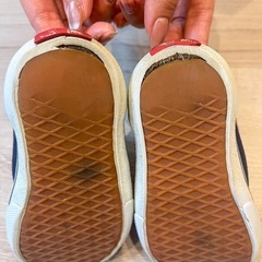 Vans ベージュ ネイビー スニーカーの画像