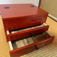 漆塗りの裁縫箱の画像