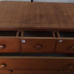 木製チェスト レトロ調 5段 引き出し収納 ブラウン系の画像