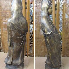 観音菩薩像 手に巻物 仏像 立像 約60cm 13kg 菩薩様 金色置物 札幌市北区屯田の画像