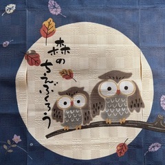 フクロウのデザインのれんの画像