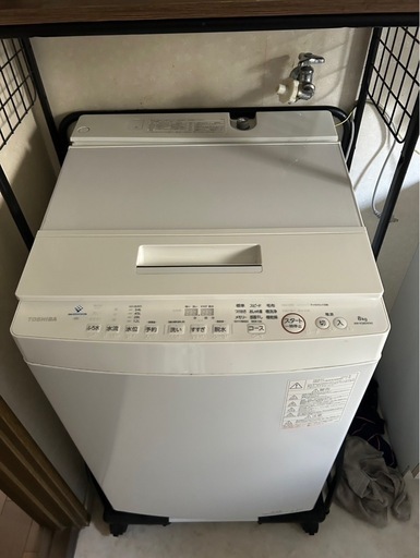 TOSHIBA 全自動洗濯機 8kg 2020年製AW-KS8D9(W) ホース付き