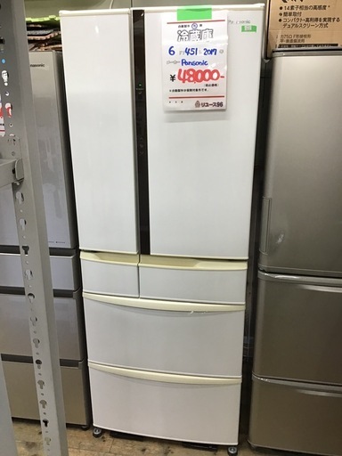 Panasonic     6ドア冷蔵庫　2017年製　451L     自動製氷有り　中古品