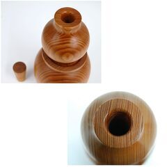 屋久杉 ひょうたん型 徳利 高さ21cm 栓つき とっくり とくり 木製 インテリア 置物 木目 札幌市 清田区 平岡の画像