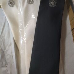 住〇連〇会 ネクタイ 黒‪‥白 3本 保存箱有りの画像