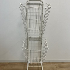 ランドリーバスケット　2段 56L キャスター　スチールの画像