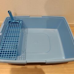 アイリスオーヤマ　砂落としマット付脱臭ネコトイレ SN-520 ＊ブルーの画像