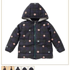 【新品未使用】100　アンパンマン ばいきんまん顔柄チェックアウターの画像