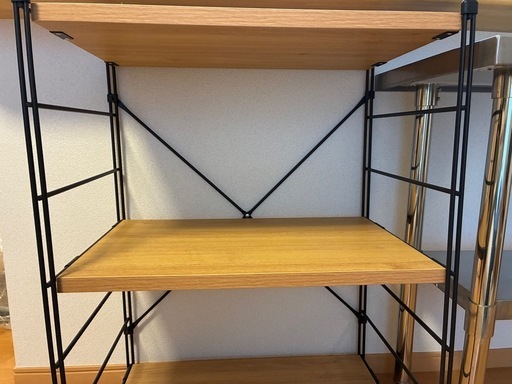 山善　ラック　木製棚板　3段シェルフ