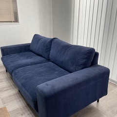 【美品】CRASH GATEソファ 2.5人掛け ネイビーブルー（コーデュロイ）の画像