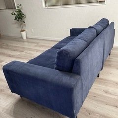 【美品】CRASH GATEソファ 2.5人掛け ネイビーブルー（コーデュロイ）の画像