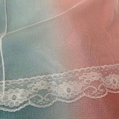 一体型 カーテン 遮光 レース 透かし彫り星 姫系 レインボー プリンセス 星空の画像