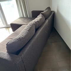 ニトリ ソファベッド ノアーク（NOARK）ブラウン 片肘タイプ＋カウチセットの画像