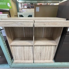 【リサイクルサービス八光】幅90㎝　ナチュラルウッド　フラップ扉式収納棚の画像