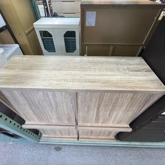 【リサイクルサービス八光】幅90㎝　ナチュラルウッド　フラップ扉式収納棚の画像